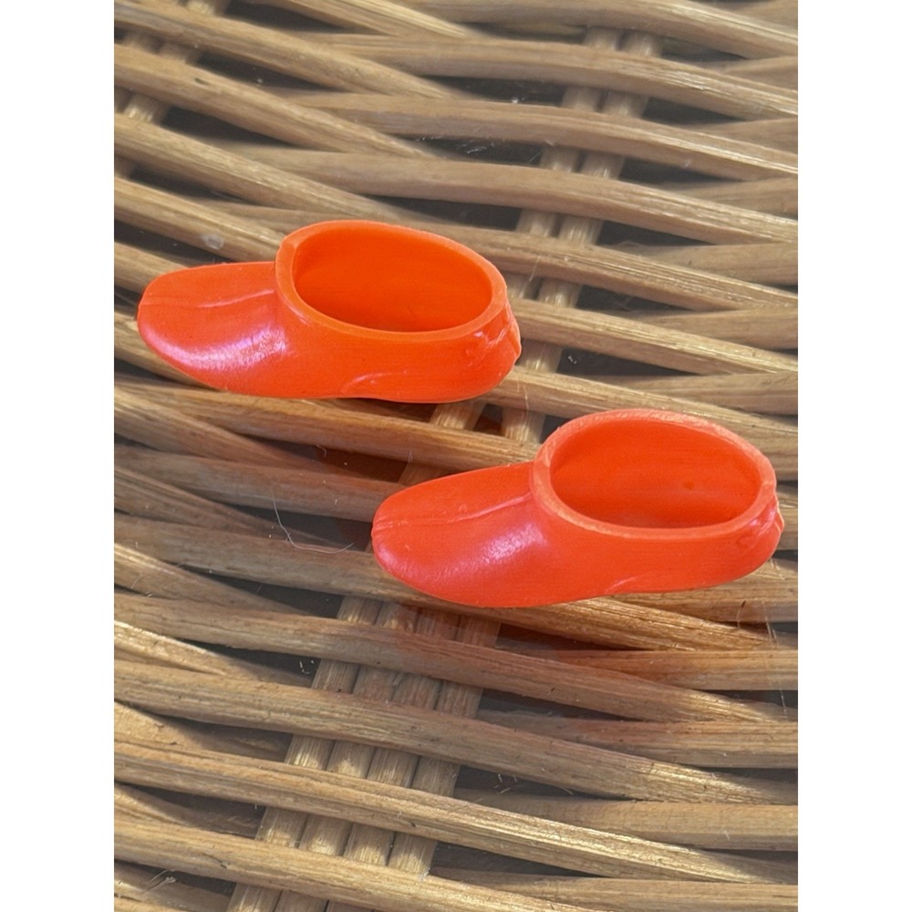 Vintage Barbie FRANCIE SKIPPER NEON ORANGE Ankle Boot Shoes, JAPAN, Mattel MINT